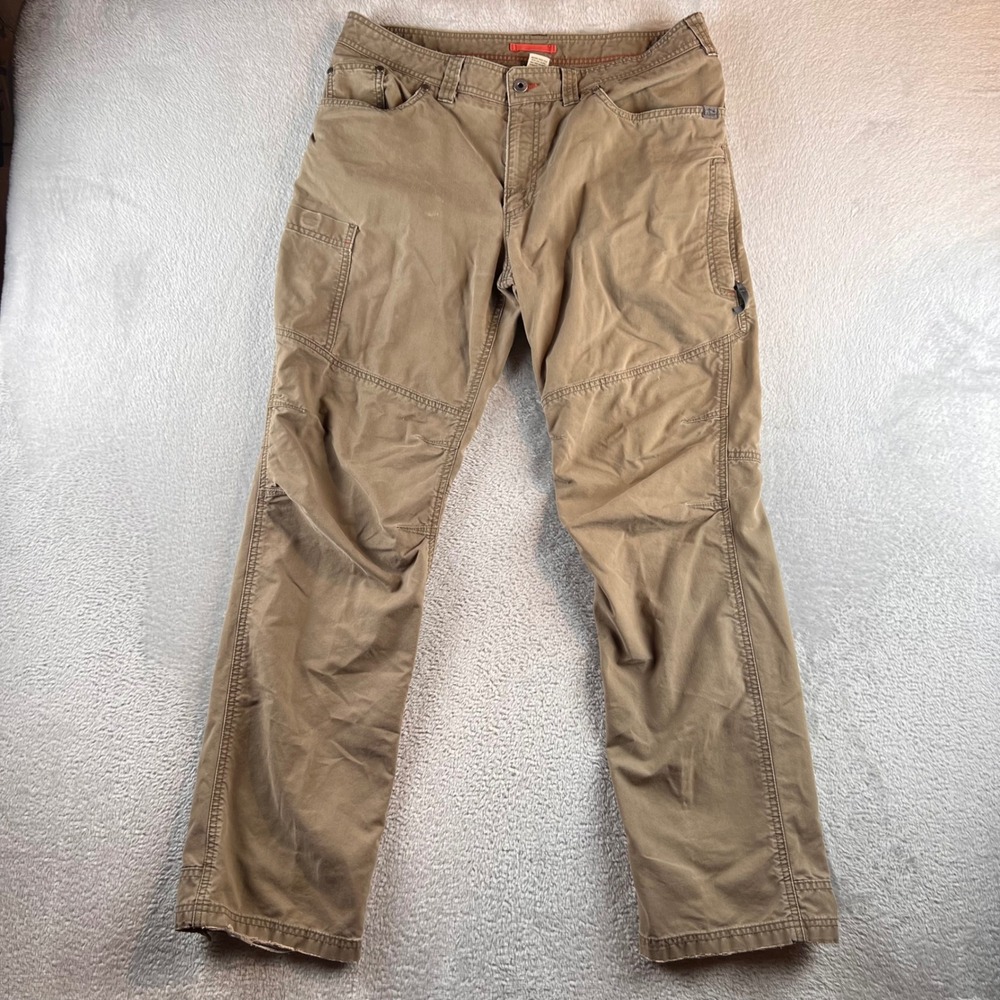 LL Bean Utility Cargo Pants Mens 36x32 Khaki Tan Cotton Canvas 288083 Hiking